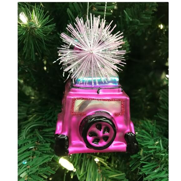 Jeep Christmas Ornament Purple Glass Bottle Brush Tree 4 Wheel Drive Auto - Picture 4 of 4